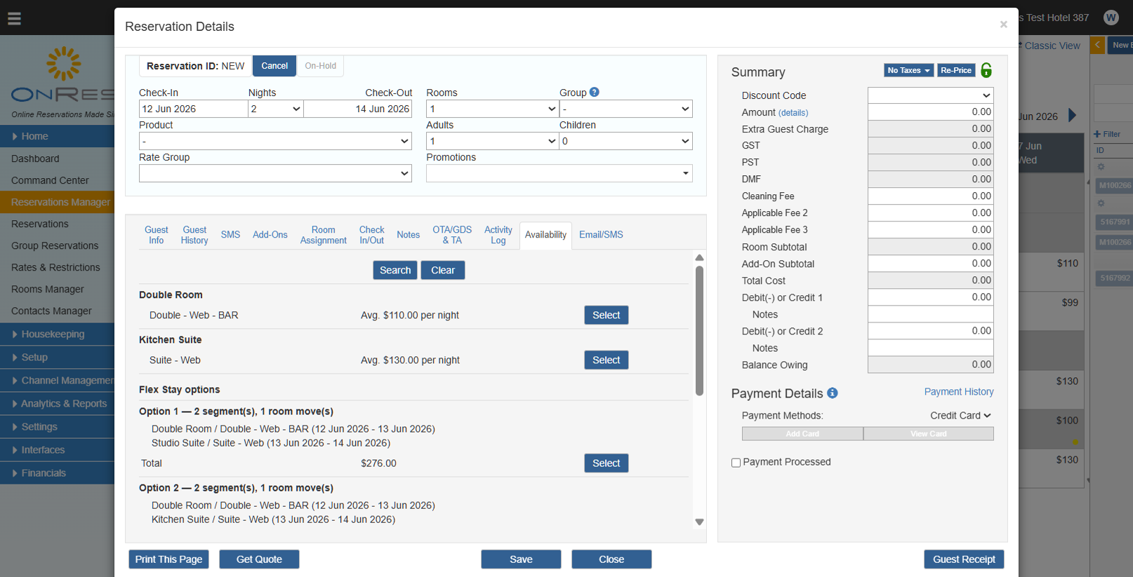 Flexible Stay options on Reservation Details Availability tab